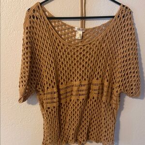 VENUS Tan Knit Mesh Top